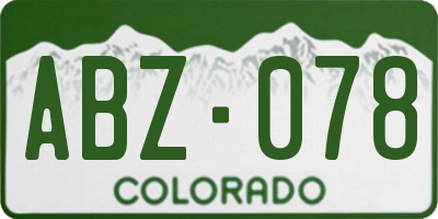 CO license plate ABZ078