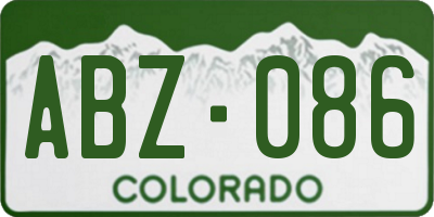 CO license plate ABZ086