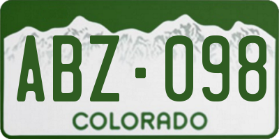 CO license plate ABZ098