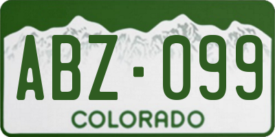 CO license plate ABZ099