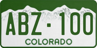 CO license plate ABZ100