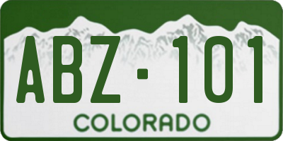CO license plate ABZ101