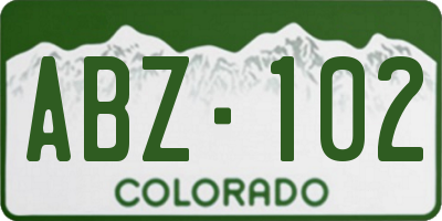 CO license plate ABZ102