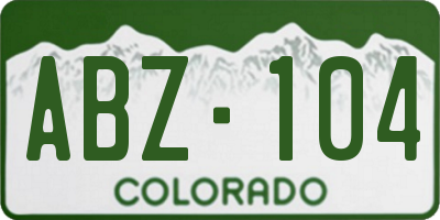 CO license plate ABZ104