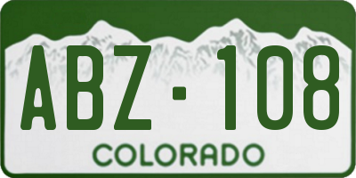 CO license plate ABZ108
