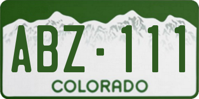 CO license plate ABZ111