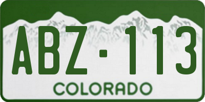 CO license plate ABZ113