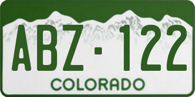 CO license plate ABZ122