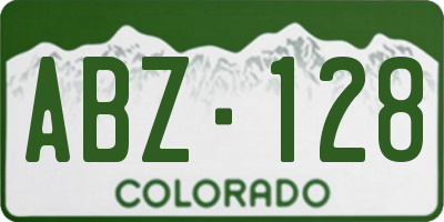 CO license plate ABZ128