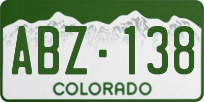 CO license plate ABZ138
