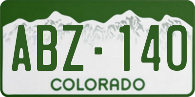 CO license plate ABZ140