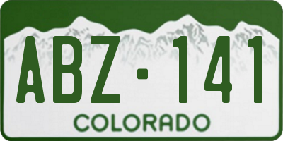 CO license plate ABZ141