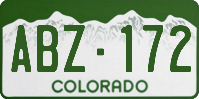 CO license plate ABZ172