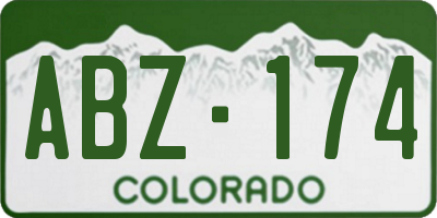 CO license plate ABZ174