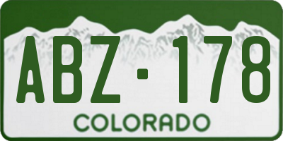 CO license plate ABZ178