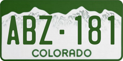 CO license plate ABZ181