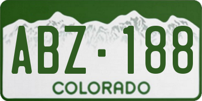 CO license plate ABZ188
