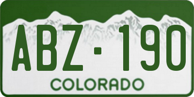 CO license plate ABZ190