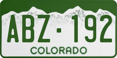 CO license plate ABZ192