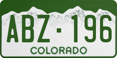 CO license plate ABZ196