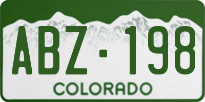 CO license plate ABZ198