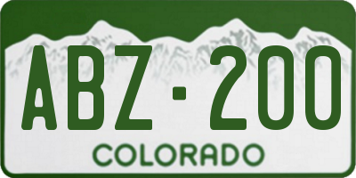 CO license plate ABZ200