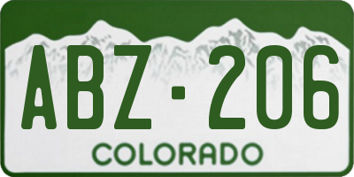 CO license plate ABZ206
