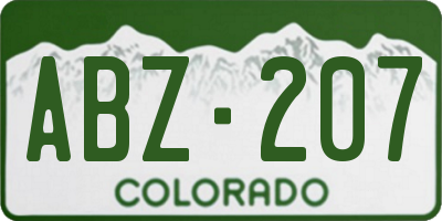 CO license plate ABZ207
