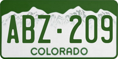 CO license plate ABZ209