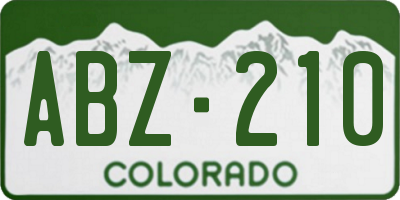 CO license plate ABZ210