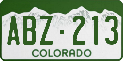 CO license plate ABZ213