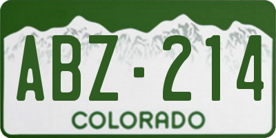 CO license plate ABZ214