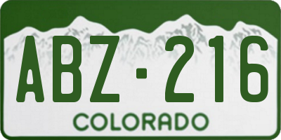 CO license plate ABZ216