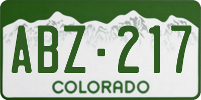 CO license plate ABZ217