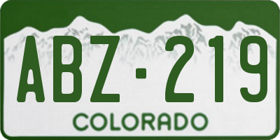 CO license plate ABZ219