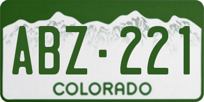 CO license plate ABZ221