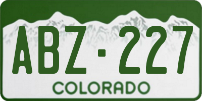 CO license plate ABZ227