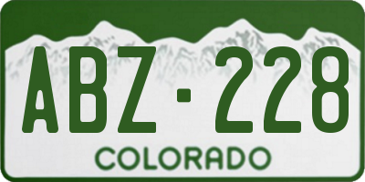 CO license plate ABZ228