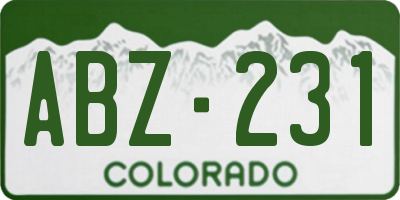 CO license plate ABZ231