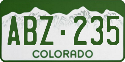 CO license plate ABZ235