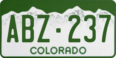CO license plate ABZ237