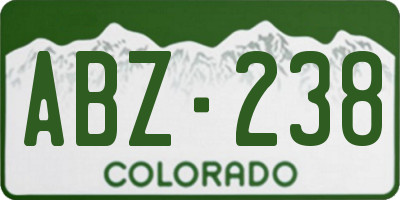 CO license plate ABZ238