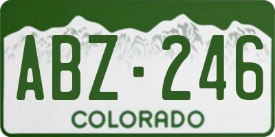CO license plate ABZ246