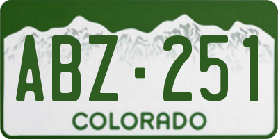 CO license plate ABZ251