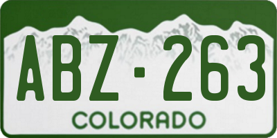 CO license plate ABZ263