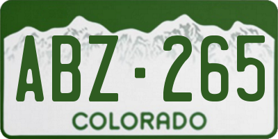 CO license plate ABZ265