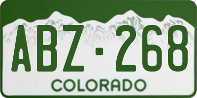 CO license plate ABZ268