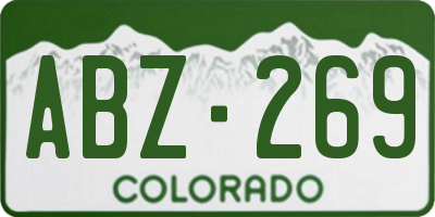 CO license plate ABZ269