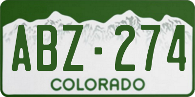 CO license plate ABZ274