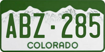 CO license plate ABZ285